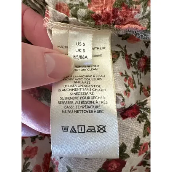 FREE PEOPLE Meant to Be Blouse Vintage Combo Boho Floral  Puff Sleeve SMALL - Picture 10 of 12